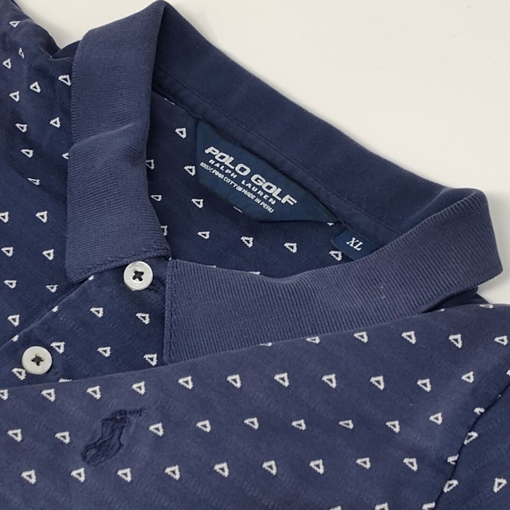 Polo Golf Ralph Lauren Polo Shirt Mens Size XL Navy Geometric Print Short Sleeve